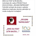 CENTENAR 1918-2018 la ŞCOALA GIMNAZIALĂ “DOMNIȚA MARIA”-BACĂU